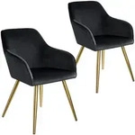 tectake Esszimmerstuhl, Schwarz, Gold, Textil, 58x82x62 cm, Esszimmer, St&uuml;hle,