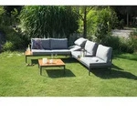 Acamp Loungegarnitur, Anthrazit, Silber, Teak, Holz, Metall, Textil, Akazie, Uni,