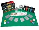 Relaxdays Pokerset, Gr&uuml;n, Kunststoff, Papier, Textil, 24x15 cm, Spielzeug,