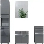 Vicco Badm&ouml;bel-Set, Schwarz Hochglanz, Holzwerkstoff, 12 F&auml;cher, 1 Schubladen,