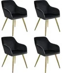 tectake Esszimmerstuhl, Schwarz, Gold, Textil, 58x82x62 cm, Esszimmer, St&uuml;hle,
