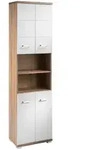 Mid.you Hochschrank Nebraska, Sonoma Eiche, Wei&szlig; Hochglanz, Kunststoff, 6 F&auml;cher,