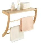 Handtuchhalter, Braun, Holz, 60x50x25 cm, Badaccessoires, Waschplatzzubeh&ouml;r,