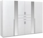 Carryhome Kleiderschrank, Wei&szlig;, Glas, Holzwerkstoff, 4 F&auml;cher, 2 Schublade(n)