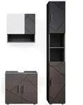 Vicco Badm&ouml;bel-Set, Schwarz Hochglanz, Holzwerkstoff, 13 F&auml;cher, 6 Schubladen,