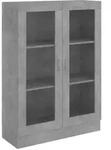 vidaXL Vitrinenschrank, Hellgrau, Holz, Strukturbuche, 3 F&auml;cher, Rechteckig,