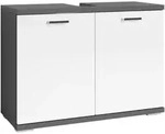 Mid.you Waschbeckenunterschrank Nebraska, Anthrazit, Wei&szlig; Hochglanz, Holzwerkstoff,