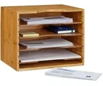 Relaxdays Briefablage, Hellbraun, Holz, Holzwerkstoff, 33x26x24.5 cm, Arbeitszimmer,