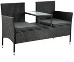 Juskys Gartenbank, Schwarz, Kunststoff, 133x84x63 cm, Gartenm&ouml;bel, Gartenb&auml;nke