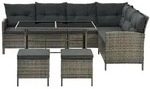 Juskys Loungegarnitur, Grau, Kunststoff, 4, Loungem&ouml;bel, Gartenlounge-Sets