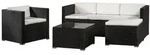 Juskys Loungegarnitur, Schwarz, Creme, Kunststoff, 4, Loungem&ouml;bel, Gartenlounge-Sets