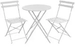 Svita Bistro-Set, Wei&szlig;, Metall, 2-Sitzer, rund, Balkonm&ouml;bel, Balkonm&ouml;bel-Sets