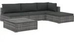 vidaXL 5-Tlg., Dunkelgrau, Naturmaterialien, Loungem&ouml;bel, Gartenlounge-Sets
