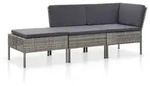 vidaXL Garten-Lounge-Set, Grau, Naturmaterialien, 3, F&uuml;llung: Polyester,