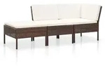 vidaXL Garten-Lounge-Set, Braun, Naturmaterialien, 3, F&uuml;llung: Polyester,