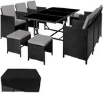 tectake Rattan, Schwarz, Grau, Kunststoff, Rechteckig, Gartenm&ouml;bel,