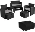 tectake Rattan, Schwarz, Grau, Kunststoff, Rechteckig, Gartenm&ouml;bel,