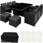 tectake Sitzgruppe, Schwarz, Kunststoff, Rechteckig, Gartenm&ouml;bel, Gartenm&ouml;bel-Sets
