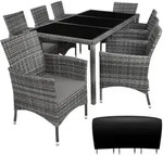 tectake Rattan, Grau, Kunststoff, Rechteckig, Gartenm&ouml;bel, Gartenm&ouml;bel-Sets