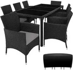 tectake Rattan, Schwarz, Grau, Kunststoff, Rechteckig, Gartenm&ouml;bel,