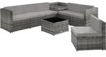 tectake Rattan-Lounge, Grau, Kunststoff, Organisch, Loungem&ouml;bel, Gartenlounge-Sets