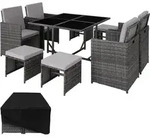 tectake Rattan, Grau, Kunststoff, Rechteckig, Gartenm&ouml;bel, Gartenm&ouml;bel-Sets