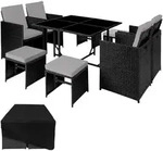 tectake Rattan, Schwarz, Grau, Kunststoff, Rechteckig, Gartenm&ouml;bel,