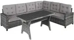tectake Rattanlounge, Grau, Kunststoff, Formgebogen, Loungem&ouml;bel, Gartenlounge-Sets