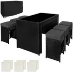 tectake Rattan-Barset, Schwarz, Kunststoff, Rechteckig, Gartenm&ouml;bel,