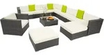 tectake Rattanlounge, Grau, Kunststoff, Organisch, Loungem&ouml;bel, Gartenlounge-Sets