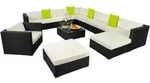 tectake Rattanlounge, Schwarz, Kunststoff, Organisch, Loungem&ouml;bel, Gartenlounge-Sets