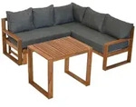 Gardenson Loungegarnitur, Grau, Natur, Holz, Akazie, massiv, 182x166x62.5 cm,