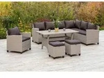 Gardenson Loungegarnitur, Natur, Metall, Kunststoff, Textil, 18-teilig, F&uuml;llung:
