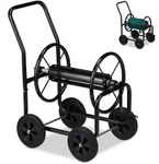 Relaxdays Schlauchwagen, Schwarz, Metall, Kunststoff, 48x81x80 cm, Gartenzubeh&ouml;r,