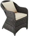 tectake Rattansessel, Grau, Kunststoff, 60x84x71 cm, Gartenm&ouml;bel,...