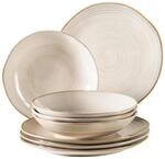M&auml;ser Tafelservice Nottingham, Beige, Keramik, 8-teilig, handbemalt, Essen &