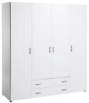 P & B Dreht&uuml;renschrank, Wei&szlig;, Holzwerkstoff, 4 F&auml;cher, 2 Schublade(n) Schubladen,