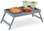 Relaxdays Betttablett, Grau, Holz, Holzwerkstoff, Schlafzimmer, Betten