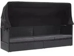 vidaXL Sonnenliege, Schwarz, Naturmaterialien, F&uuml;llung: Polyester, 62x124x205 cm,