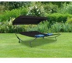 Gardenson Doppelliege, Schwarz, Metall, Textil, 130x137x200 cm, R&auml;der am Kopfende,
