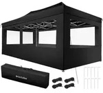 tectake Pavillon, Schwarz, Kunststoff, Rechteckig, 300x280x600 cm, Sonnen- &
