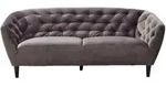 Ambia Home Chesterfield-Sofa, Dunkelgrau, Holz, Kautschukholz, massiv, 3-Sitzer,