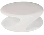 Livetastic Couchtisch, Wei&szlig; Hochglanz, Kunststoff, rund, Bodenplatte, 33 cm,