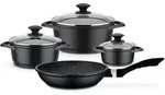 GSW Kochtopfset Gourmet Granit, Schwarz, Metall, 4-teilig, ISO 9001,