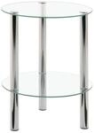 Carryhome Beistelltisch, Chrom, Metall, Glas, rund, zylindrisch, 35x35x47 cm,