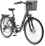 Telefunken E-Bike, Anthrazit, Metall, 114.5 cm, Akkustatusanzeige, Seitenst&auml;nder,