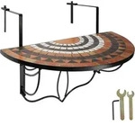 tectake Balkontisch, Terracotta, Wei&szlig;, Metall, Baum/Pflanze/Natur, Freiform,
