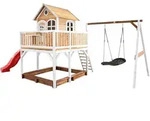 Spielturm, Braun, Rot, Wei&szlig;, Holz, Hemlocktanne, 613x291x277 cm, EN 71, CE, FSC