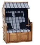 Gardenson Strandkorb, Blau, Holz, Kunststoff, Textil, Akazie, 80x165x120 cm, Fsc,