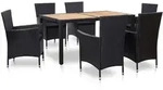 vidaXL Garten-Essgruppe, Schwarz, Kunststoff, 7-teilig, F&uuml;llung: Polyester,